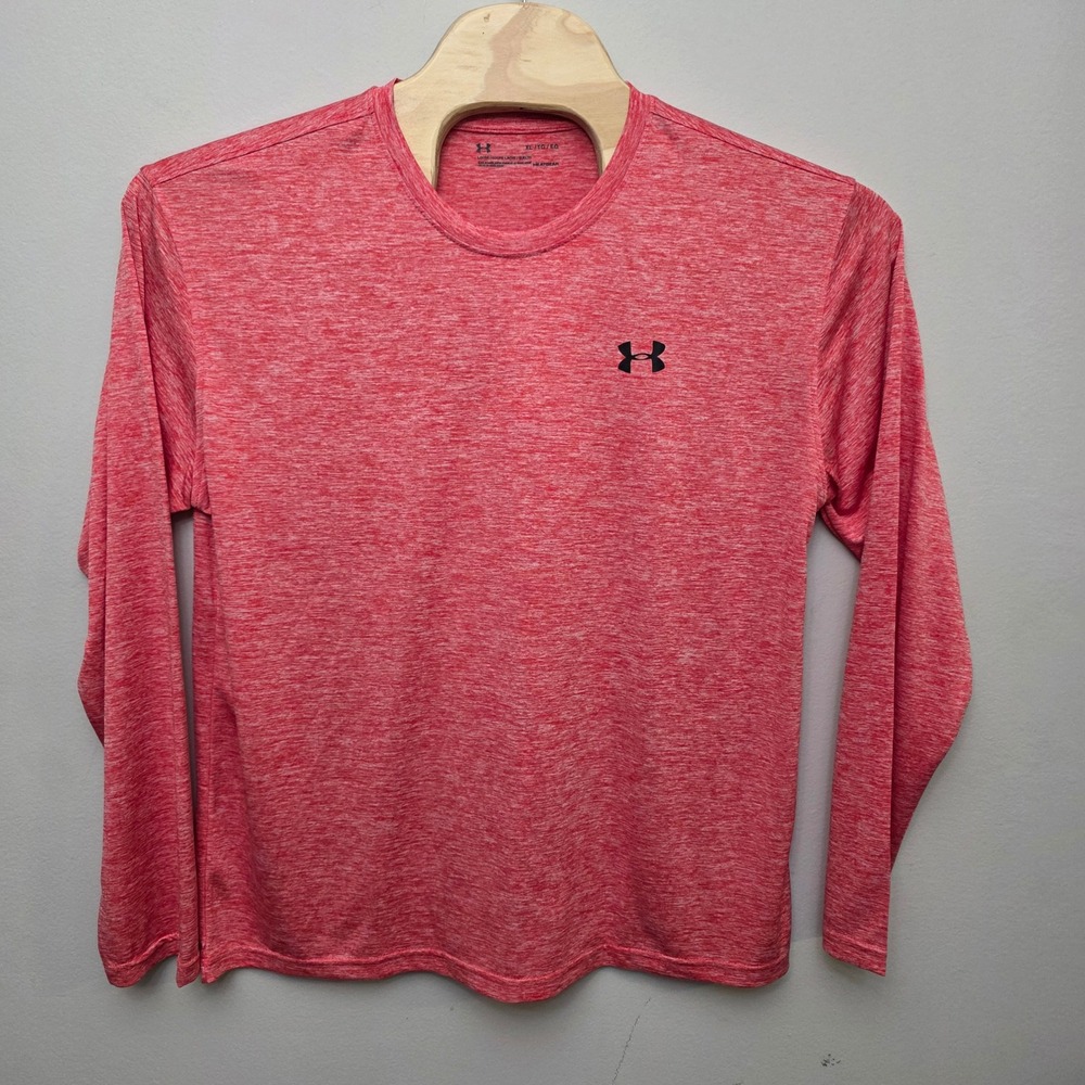 Under Armour Long Sleeve Mens XL Red Athletic HeatGear Loose Heathered Shirt